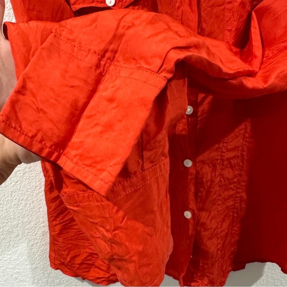 Tommy Hilfiger 100% Silk Burnt Orange Button Front Collared Blouse Shirt Size 4P - Picture 7 of 17